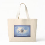 Blue Compass Rose World Map Canvas Tote Bag
