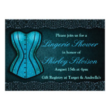 Blue Corset Lingerie Bridal Shower Invitation