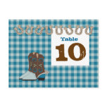 Blue Country Western Table Number Cards Post Cards
