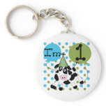 Blue Cow 1st Birthday Tshirts and Gifts Key Chain