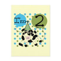Blue Cow 2nd Birthday Tshirts and Gifts Postcards
