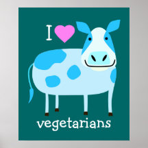 Blue Cow Vegetarian Poster