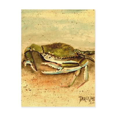 blue crab acrylic painting sea marine life by dereklovessheila