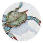 blue crab round stickers