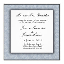 Blue cream elegant damask wedding invitation invitations