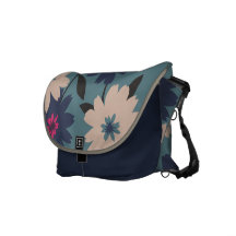 Blue & Cream Floral Messenger Bag