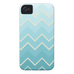 Blue & Cream Ombre Chevron Pattern iPhone 4 Cover