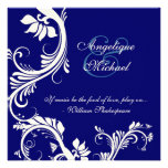 Blue cream wedding floral elegance personalised invites