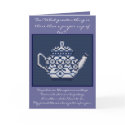 Blue cross stitch tea pot Japanese Proverb design cards