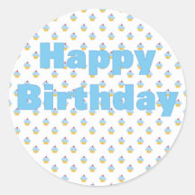 Blue Cupcake Birthday Sticker