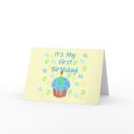Blue Cupcake with Candle First Birthday Cards