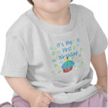 Blue Cupcake with Candle First Birthday t-shirts