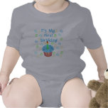 Blue Cupcake with Candle First Birthday Baby Bodysuit