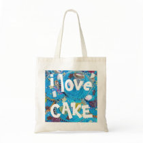 Blue Cupcakes 'i love cake' tote bag