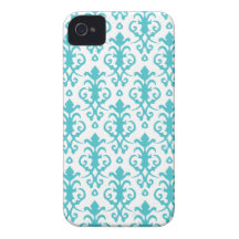 Blue Curacao Aqua Damask iPhone 4/4S Case iPhone 4 Cover