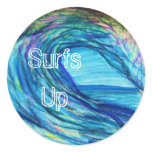 Blue curl, Surfs Up Round Sticker