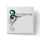 Blue Curly Swirl California Button