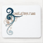 Blue Curly Swirl California Mousepad