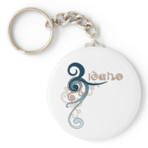 Blue Curly Swirl Idaho Keychain