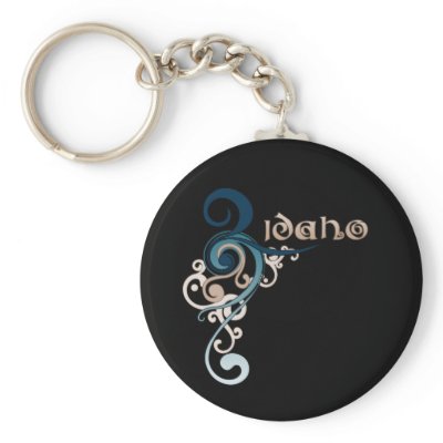 Blue Curly Swirl Idaho Keychain Dark by MugUSA