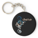 Blue Curly Swirl Idaho Keychain Dark