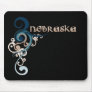 Blue Curly Swirl Nebraska Mousepad Dark