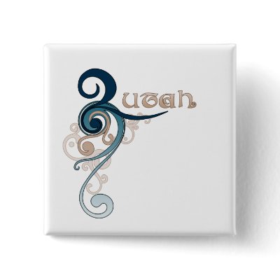 Blue Curly Swirl Utah Button by MugUSA