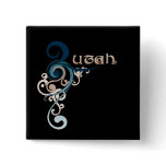 Blue Curly Swirl Utah Button Dark