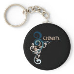Blue Curly Swirl Utah Keychain Dark