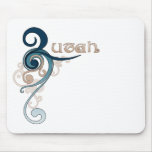 Blue Curly Swirl Utah Mousepad