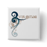 Blue Curly Swirl Virginia Button