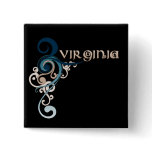 Blue Curly Swirl Virginia Button Dark
