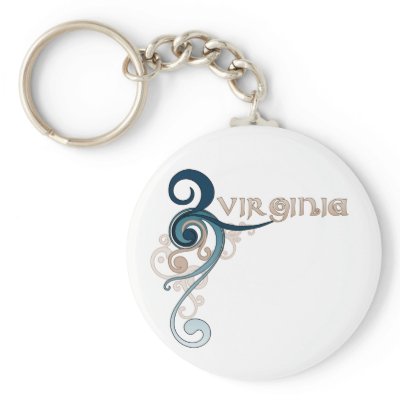Blue Curly Swirl Virginia Keychain by MugUSA