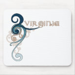 Blue Curly Swirl Virginia Mousepad