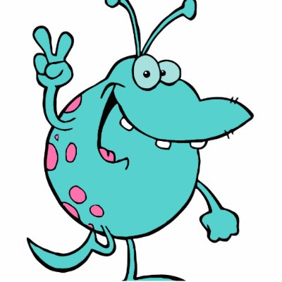 blue cute cartoon peace gesture alien dude acrylic cut out by super_shop