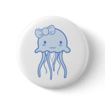 Blue Cute Jellyfish Pinback Buttons