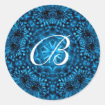 BLUE  DAHLIA MONOGRAM STICKERS