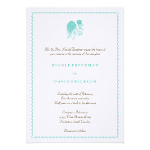 Blue dahlia simple elegance wedding invitation