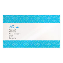 Blue Damask Business Cards