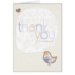 Blue Damask Chicks Birth Announcement Thank You Greeting Cards
