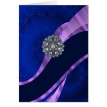Blue damask & crystal cards