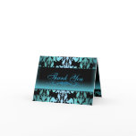 Blue Damask Elegant Thank You Card