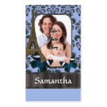 Blue damask Paris collage Business Card