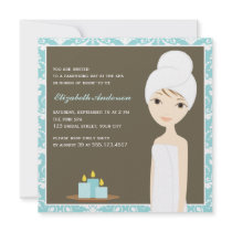 Blue Damask Pattern Spa Bridal Shower