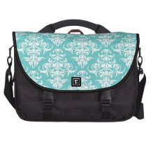 Blue damask pattern vintage girly chic chandelier laptop bags