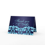 Blue Damask Thank You Card