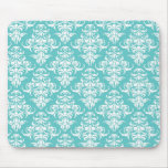 Blue damask vintage wallpaper pattern mousepad