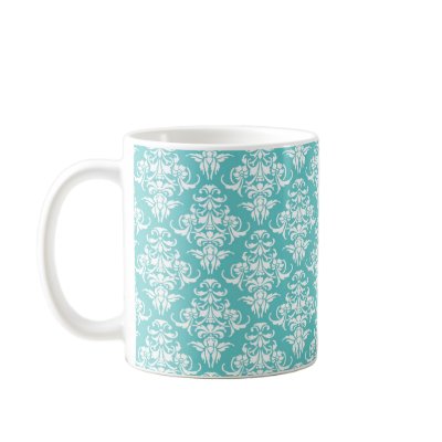 Blue damask vintage wallpaper pattern coffee mug by iBella