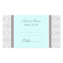 Blue Damask Wedding Table Place Setting Cards Business Card Template