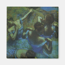 Blue Dancers by Edgar Degas, Vintage Impressionism Fridge Magnet
